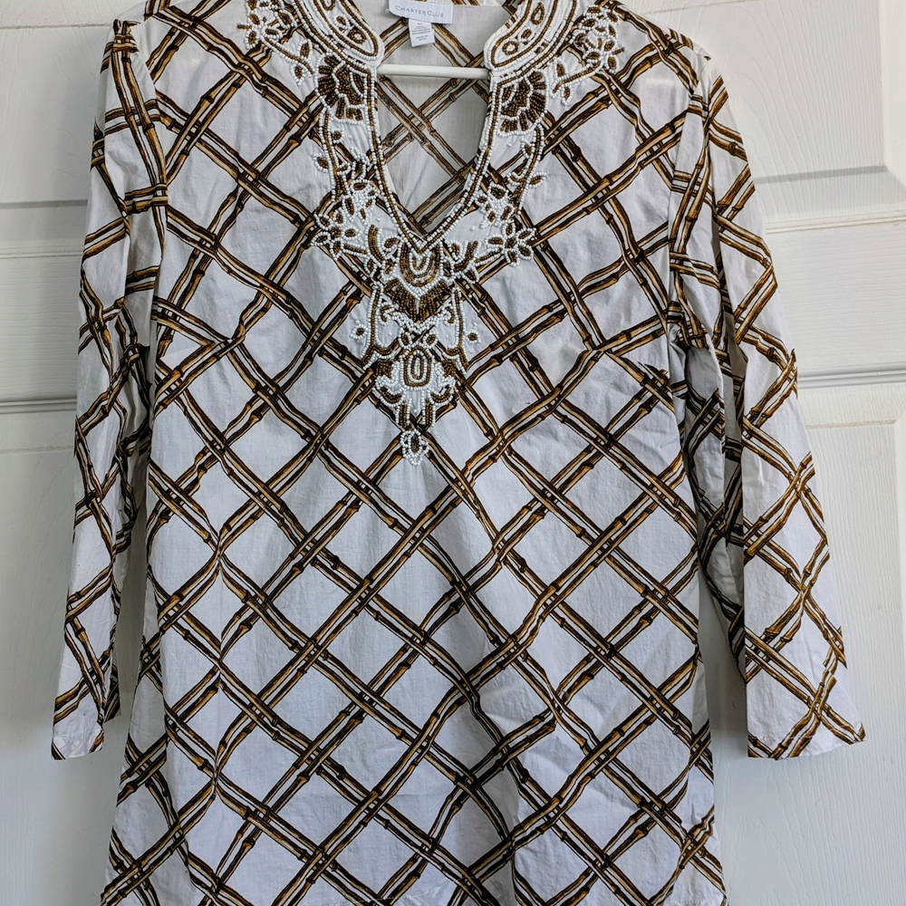 5 For $20 Charter Club Beautiful Beaded Tunic Size M